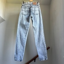 Vintage 80s Levis Acid Wash Jeans W26 L34 Blue High Rise Tapered Leg Made in USA