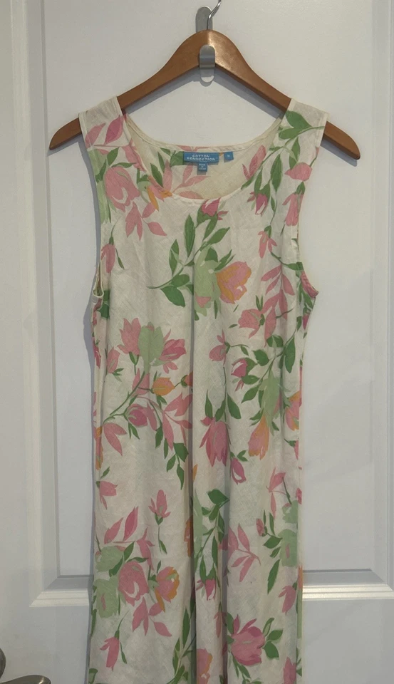 Maxi Vestido Vintage Algodón Conexión Estampado Floral Informal Salón Talla M Foto 2 de 4