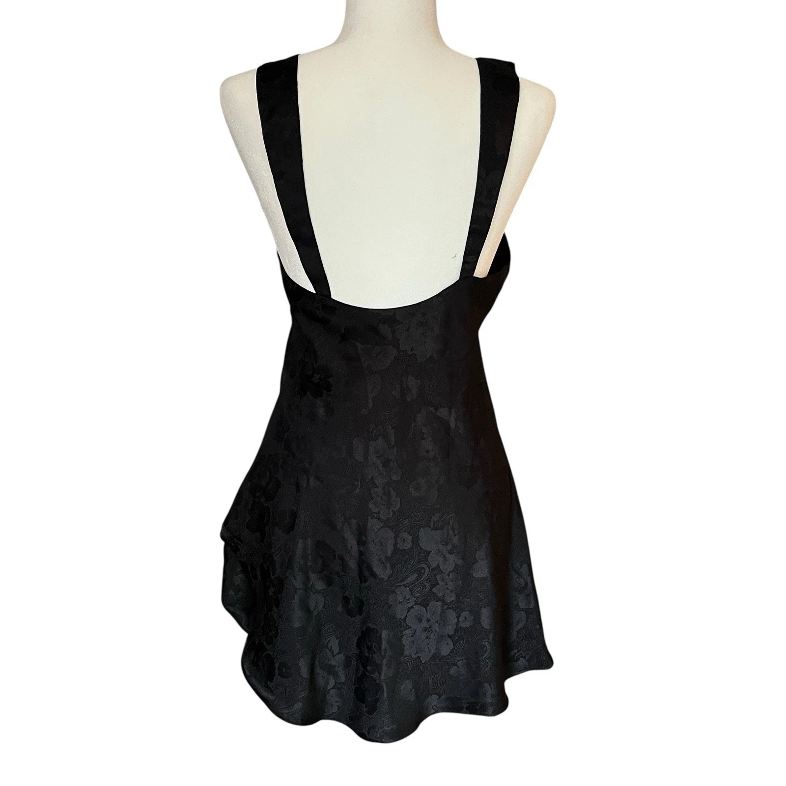 UNDERCOVER Abito slip vintage Victorias Secret oro label nero raso floreale donna piccolo