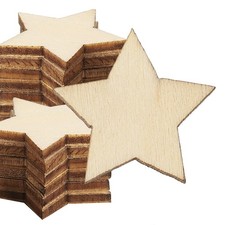 25mm Wooden Stars, 50 Pack Unfinished Wood Stars Blank Wooden Cutouts