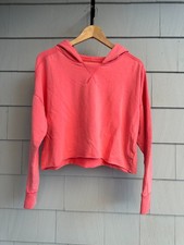 OFFLINE by Aerie Cropped Hoodie Womens Small Coral Pink NWT Raw Hem