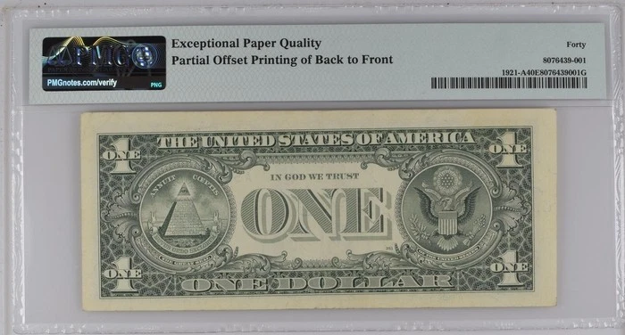 1995 $1 Federal Reserve Note Offset Printing Error PMG XF40 EPQ Boston - Image 2 of 2