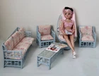 Vintage 1980s Sindy Doll or Barbie 1/6 Sized Blue Pink Garden Patio Furniture