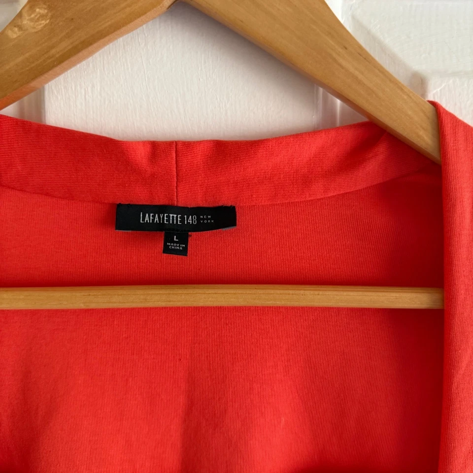 Lafayette 148 Orange Red Square Neck Cap Sleeve Top Women's Size L Office - Image 4 of 4