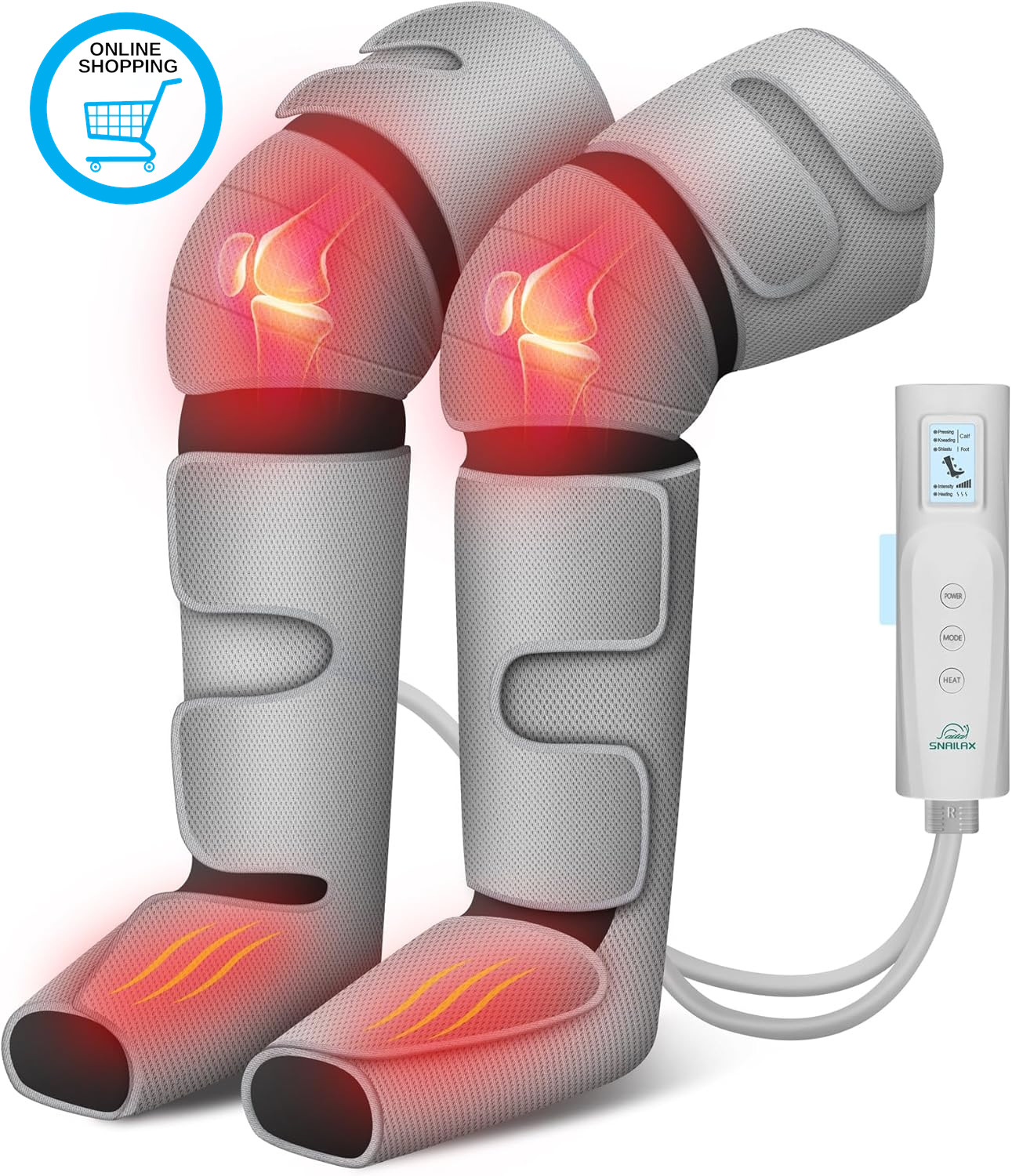 Leg Massager Machine with Compression, Knee and Calf Massager with Heat,4D Deep