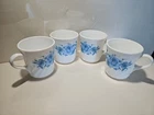 Corning Ware Corelle Blue Velvet Rose Coffee Cup 8 Oz Lot Of 4 Vtg Replacement