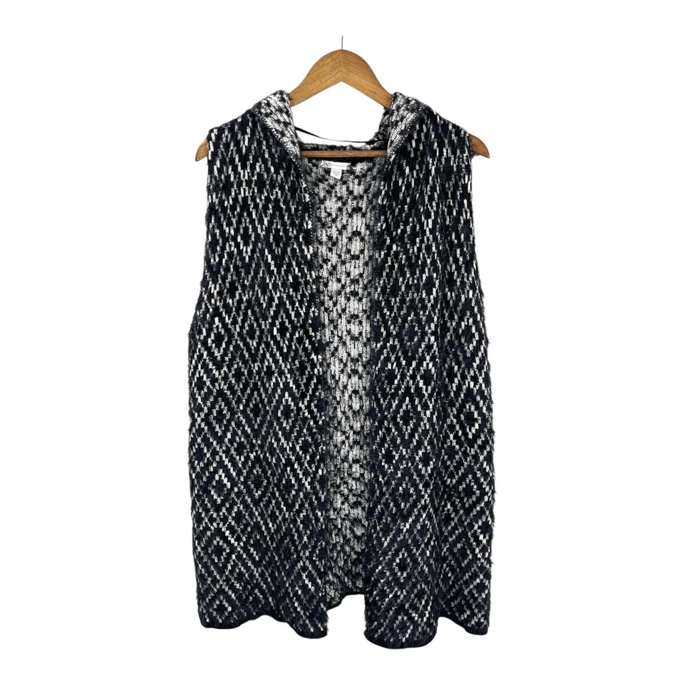 Chaleco Cato Boho Mujer Declaración Tribal Tejido Con Capucha Largo Abierto Flecos Talla 14/16W Foto 3 de 4