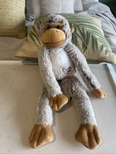 Dan Dee Hanging Monkey Plush Stuffed Animal Gray White Red Hearts