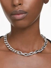 Swarovski Necklace Silver Rhodium plated Dextera Mixed Link Large RRP £400❤️🎁