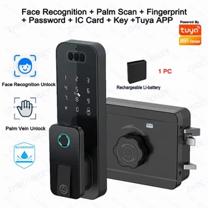 3D Visage Palm Reconnaissance Smart Door Lock Waterproof Tuya WiFi Télécommande de l'application