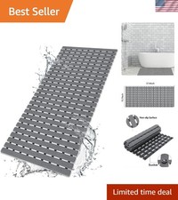 Stylish Dark Grey Non-Slip Bath Mat with Suction Cups Drainage Holes