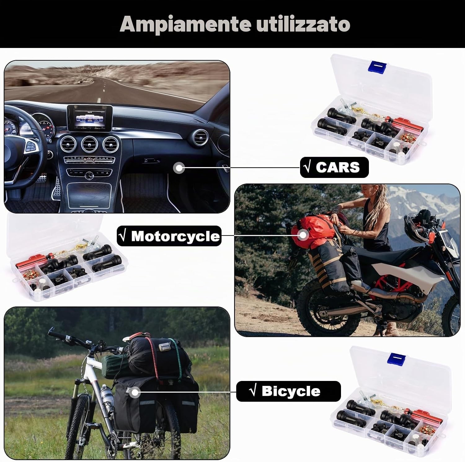 61 Pezzi Kit Riparazione Pneumatici Smonta Valvole,Riparazione Rimozione Valvola - Miniatura 7