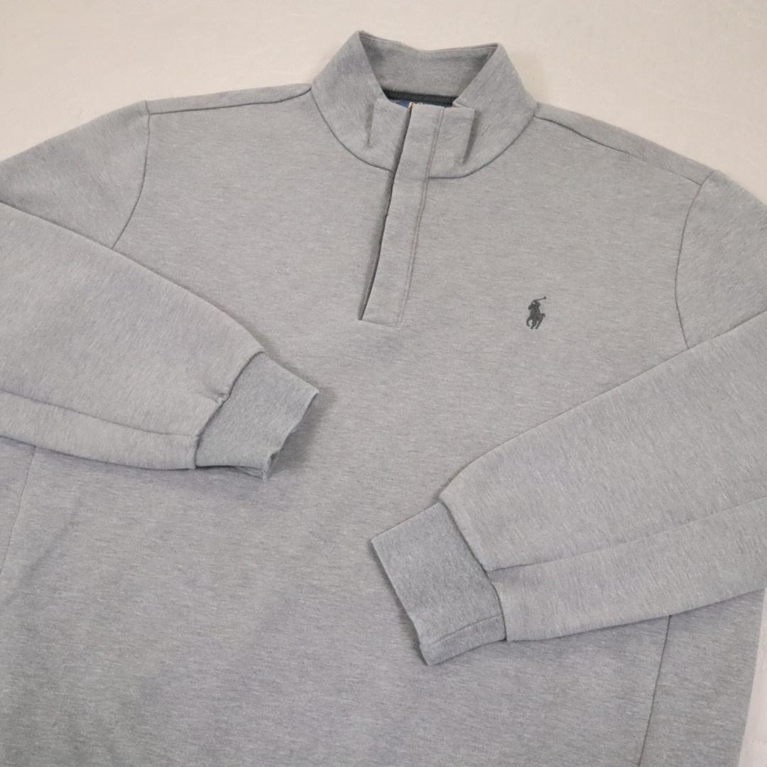 Polo Ralph Lauren Henley Sweatshirt Mens Large Gray Snap Mock Neck Pullover