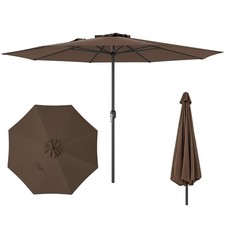 12 FT Patio Umbrella, Outdoor Market Umbrella with Crank Handle, 8 Sturdy Ribs