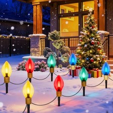 Giant 4-Bulb C9 Christmas Pathway Lights - 6.5ft Outdoor LED for Festive Nights