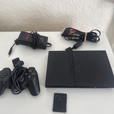 Sony PlayStation 2 PS2 Slim Black Console SCPH-70003 Tested Working + Cables GC