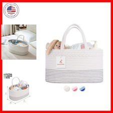 Diaper Caddy Organizer, Large Cotton Rope Nursery Baby Basket, Changing Table...