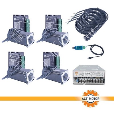 4Axis Nema23 Closed Loop Stepper Motor 4A & Hybrid Servo Treiber&Power 350W-24V