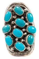 Navajo Native American Kingman Turquoise Ring Size 8 3/4 by Touchine SKU231986