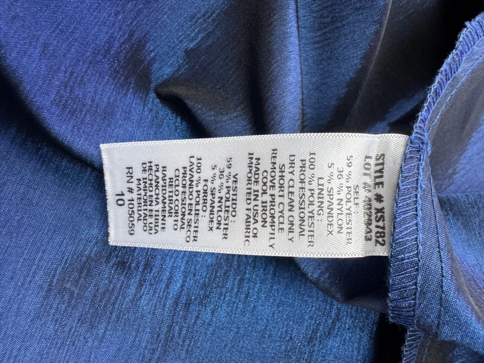 Vestido Xscape Mujer 10 Azul Satinado Acanalado Sirena Formal Joanna Chen Vestido de Noche Foto 4 de 4