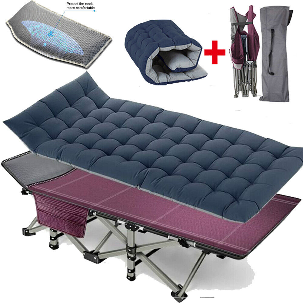 NAIZEA Folding Camping Cot Military Cots Sleeping Bed With Mattress Carry  Bag
