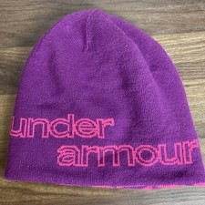 Under Armour Pink Purple Reversible Geometric OSFM Knit Cap Snow Ski Beanie