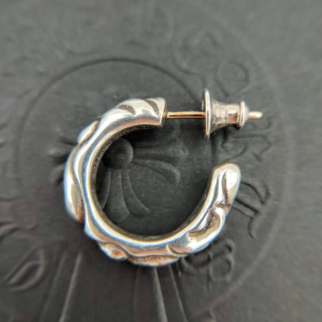 Chrome Hearts Scroll Hoop Pierce Earring Single Silver w/Pouch | eBay