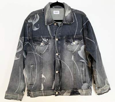 Hudson Jeans- Oversized Denim Jacket, Black Floral Wash, Size S / M, NWOT