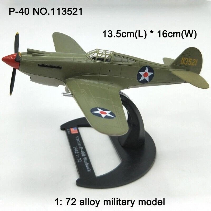 1:72 WWII USAAF Curtiss P-40 Warhawk Fighter Model Diecast Military Collection - Image 2 of 4