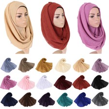 Women Wrinkle Long Scarf Hijab Shawls Muslim Head Wrap Scarves Islamic Headscarf