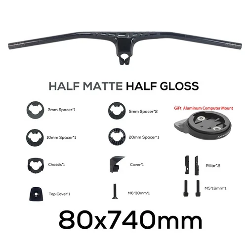 -20° Manillar Integrado de Fibra de Carbono Completa Bicicleta MTB 70/80/90/100mm*680-740mm - Imagen 34 de 44