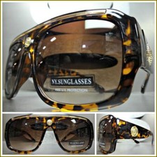 Men's CLASSIC RETRO HIP HOP RAPPER Style SUN GLASSES Thick Tortoise  Gold Frame