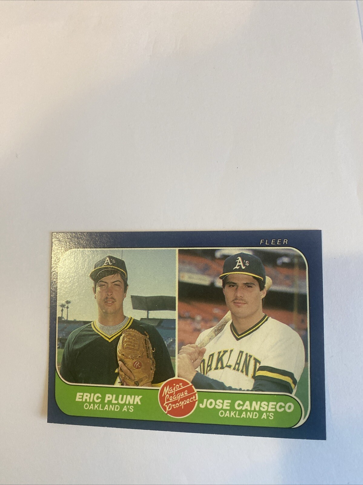 1986 Fleer #649 Jose Canseco Eric Plunk (RC)