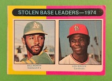 Lou Brock 1975 Topps Stolen Base Leaders EX Slight Miscut Cardinals MLB HOF
