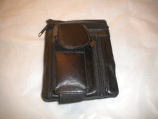 SMALL  Leather NECK POUCH  FOR DAILY USE AND TRAVEL BLACK COLOR SIZE 6 X 4.5 IN