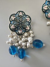 Schmuck Bollywood Aqua Blau Meenakari Ohrringe Party Braut Geschenk Jagoo Maiyajin