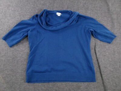 Jaclyn Smith Sweeter Woman Large Blue Cowl Neck Cozy Lounge Causal Capsule Crop