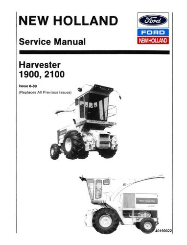 Libro de taller de reparación manual de servicio de cosechadora New Holland 1900, 2100 - Imagen 1 de 24