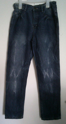 Blaue Jeans mit Aufhellungen und verstellbarer Bundweite Gr. 158