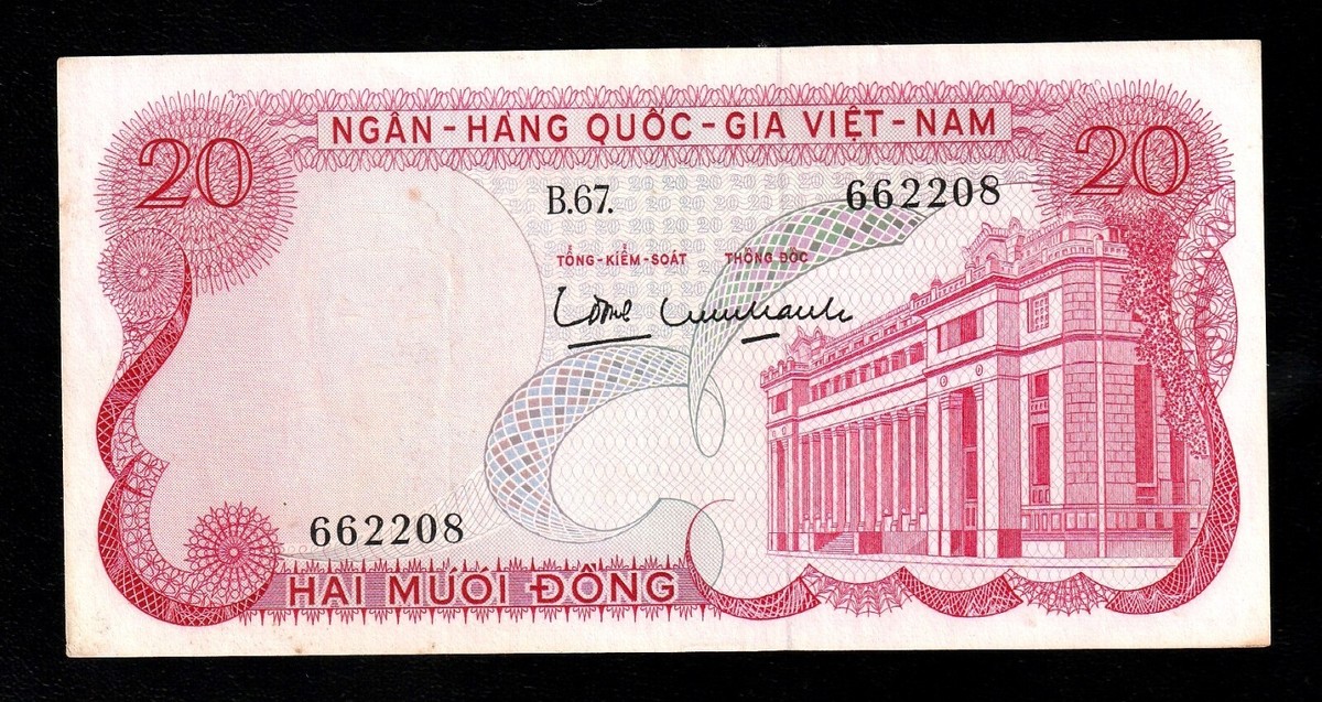 South Vietnam $ 20 DOLLARS BANKNOTE CURRENCY VND 20 Vietnamese