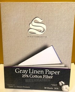 Southworth Linen 25% Cotton Fiber Paper 80 Sheets Gray & White P574C Open Box