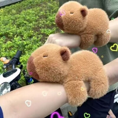 17cm Capybara Plush Toy with Pat Ring - Cute Plush Animal