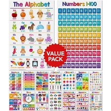 11 x 17 Educational Posters   Bundle of 16 Learning Chart for Classroom Homes