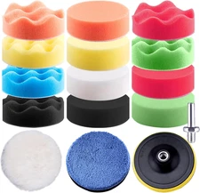 SIQUK 16 Pieces Buffing Pads 3 Inch Car Polishing Pad Kit Foam Polish Pads Wax B