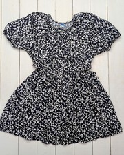 Old Navy Women's Dress XXL Black White Floral, Cut Out Sides, Puff Sleeves, Nice