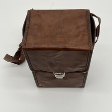 Vintage Camera Bag Faux Brown Leather - 9.5"x6.25"x5" - Fast Ship