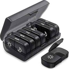 AUVON XL Weekly Pill Organizer 2 Times a Day, Pill Box 7 Day with One-Side Large