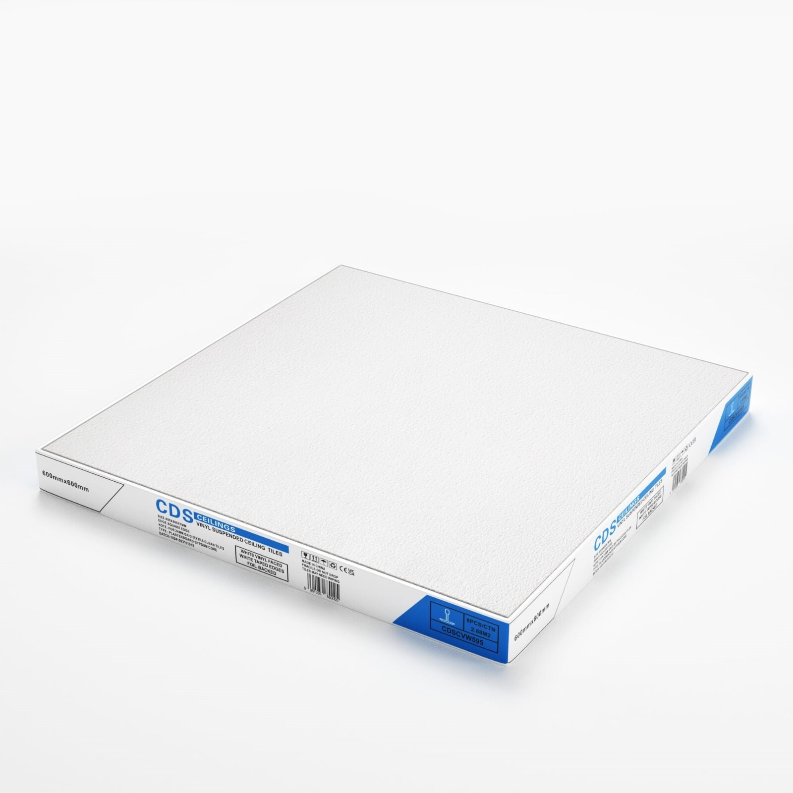 WHITE  595x595mm Square Edge wipeable  suspended ceiling Tiles 8  pack not 6 !!