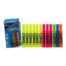 12 Avery Hi-liter Assorted Fluorescent Colors Chisel Tip Highlighters