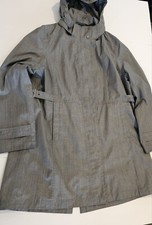 Kirkland Trench Coat Womens L Gray Jacket Removable Hood Rain Windbreaker- Xl